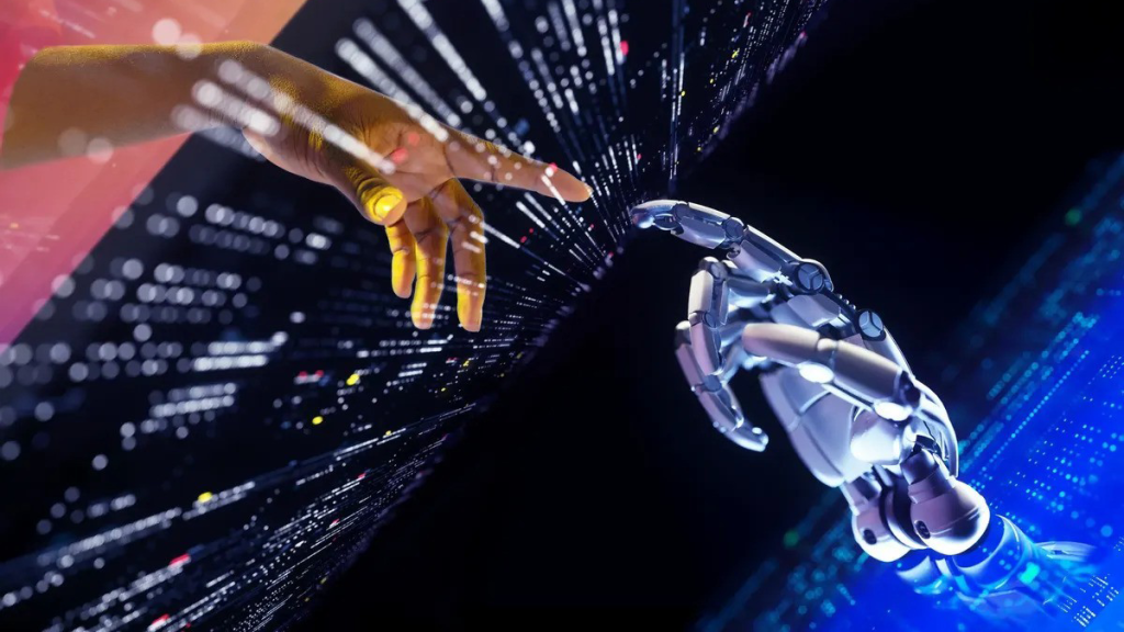 Human and Robot hand touching ingers